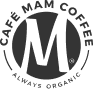 Logo of Cafe Mam Coffee with a stylized 'M' on a white background