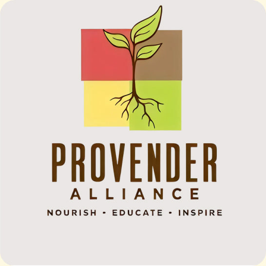 Logo of Provender Alliance with a plant design on a white background