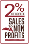 Red and white sign with text about sales and non-profits