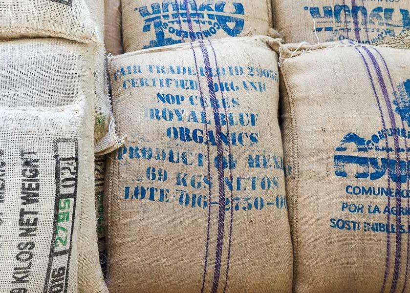 Green, organic, fair trade coffee.